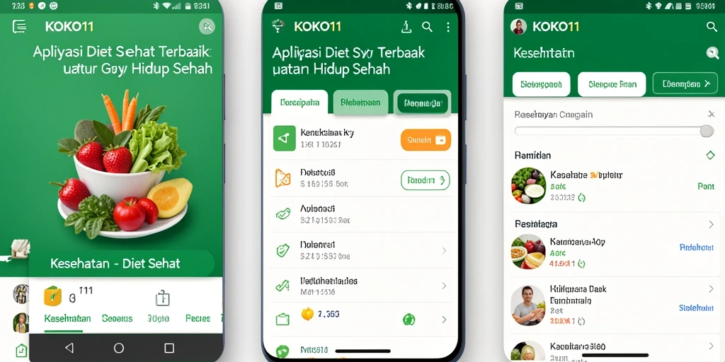 Antarmuka intuitif KOKO11 menampilkan fungsi pelacakan diet sehat.