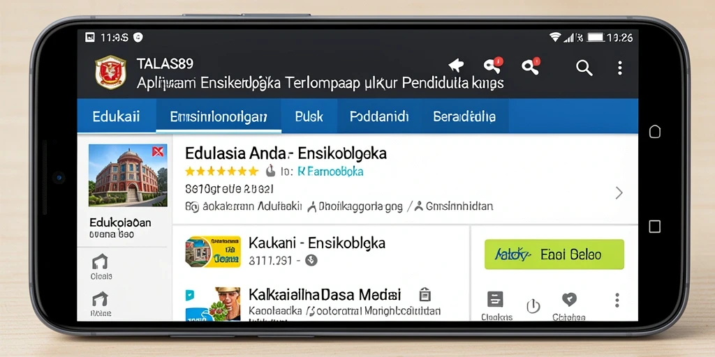 Antarmuka aplikasi TALAS89 yang menarik dan informatif.